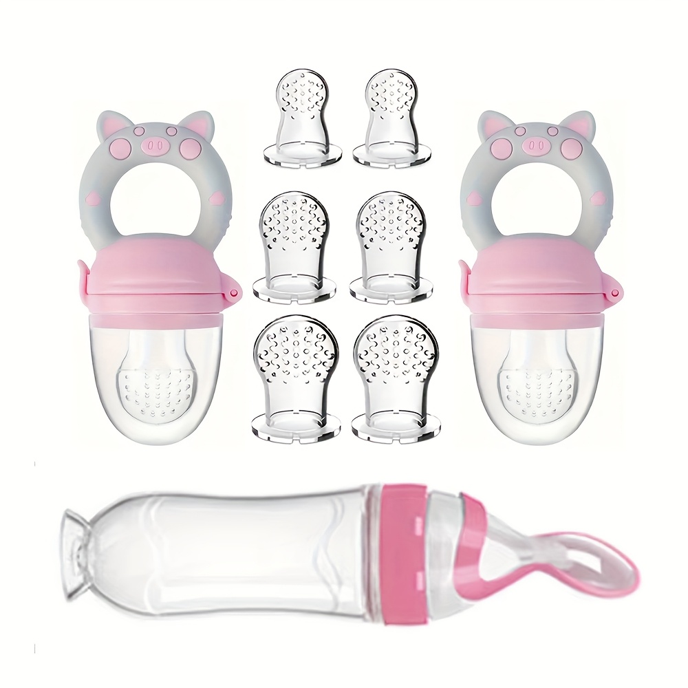 Baby Rice Food - 9pcs Feeding Cutlery:1 Silicone Feeding Bottle