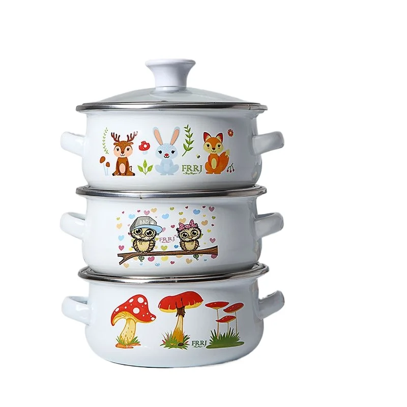 Mini Enamel Soup Pot with Lid, - Baby Food Healthy ulasan dan harga