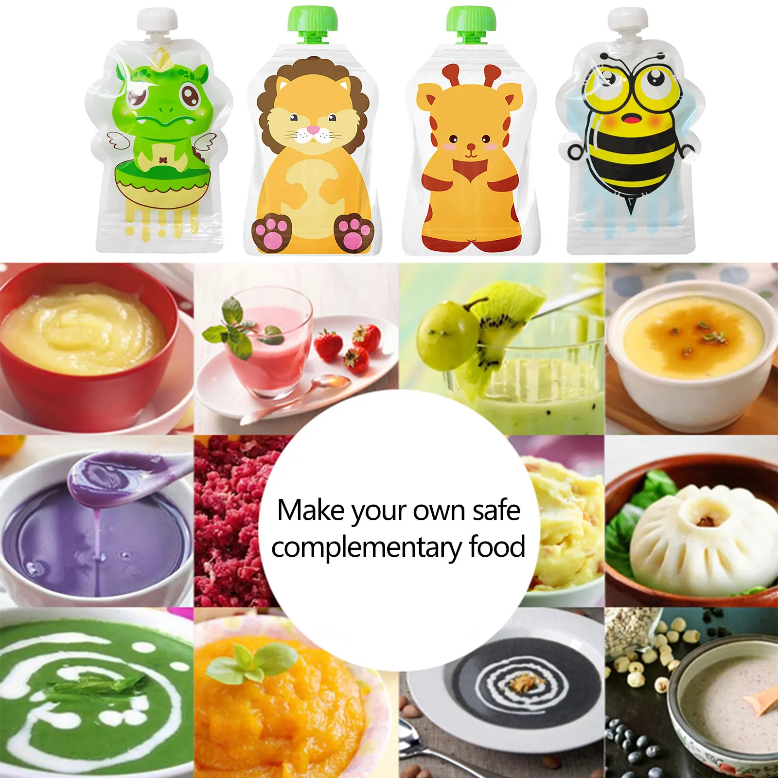 4pcs Food Storage Bag Reusable - Baby Food Pouches Reusable ulasan dan harga